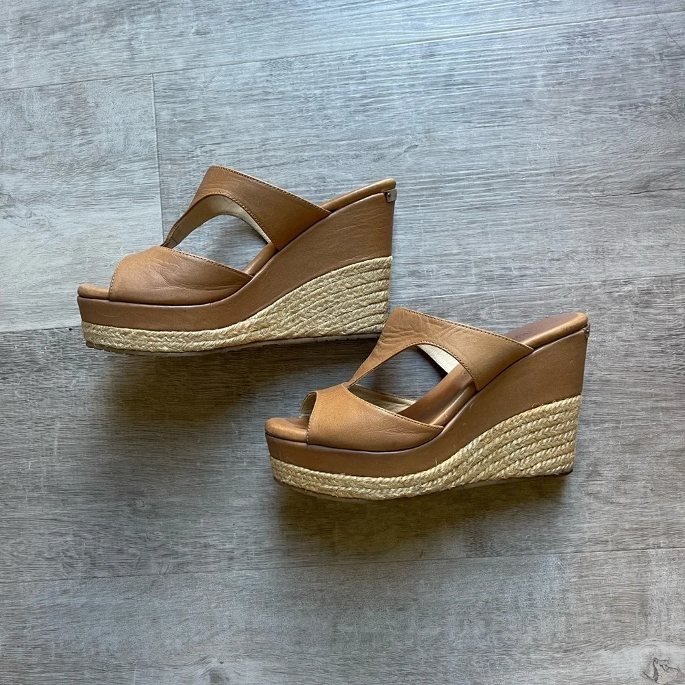 Jimmy Choo Pacane Tan Vacchetta Wedges size 35.5 - Picture 3 of 9
